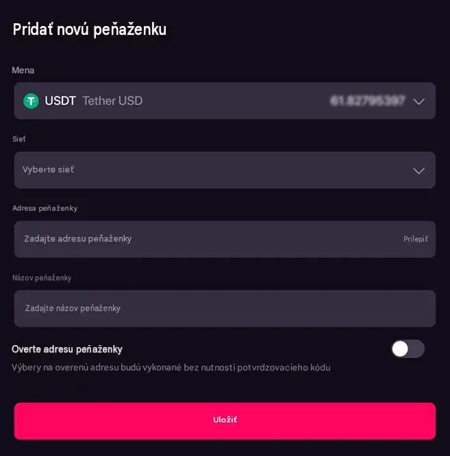 Výber kryptomeny z CHEXX