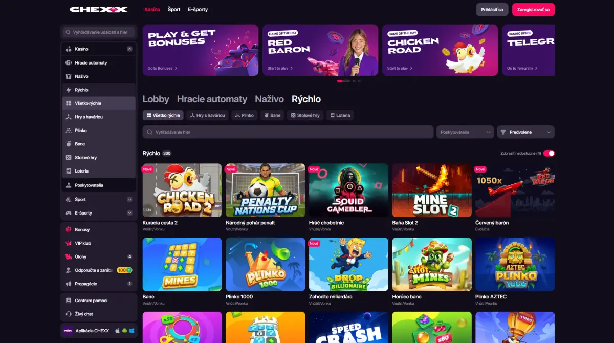 Fast Games lobby CHEXX
