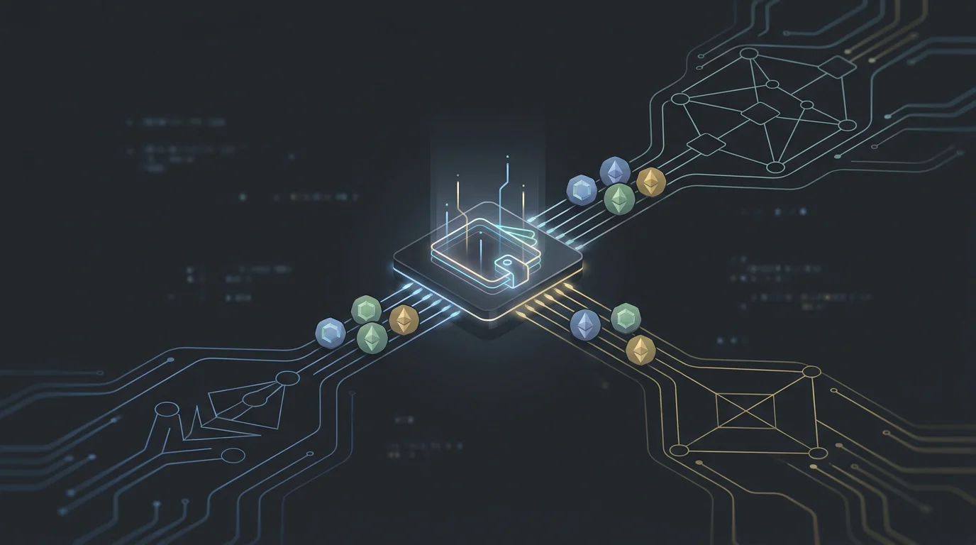 Ilustrácia kryptomenových aktív prepojených cez viac blockchain sietí